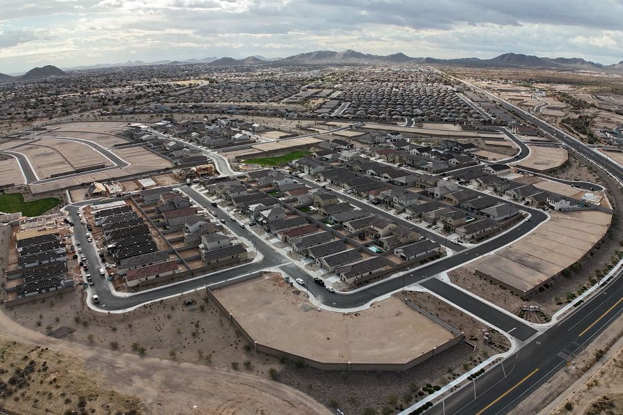 Aerial view of the Pinnacle at San Tan Heights community in San Tan Valley, AZ, showing layout and nearby surroundings (Image 12).
