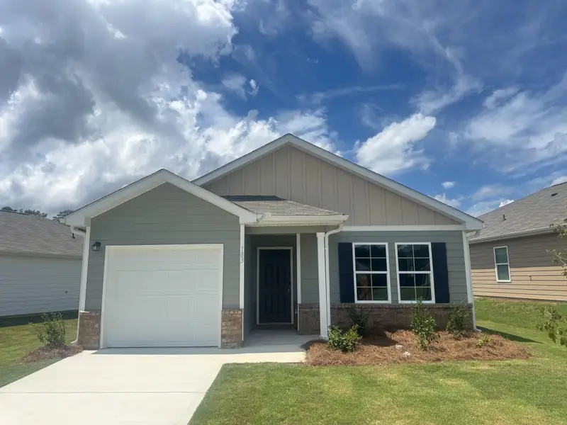 A house with a garage.