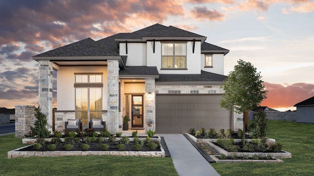 Front exterior of a home in the 6 Creeks community, located in Kyle, TX (Image 9).