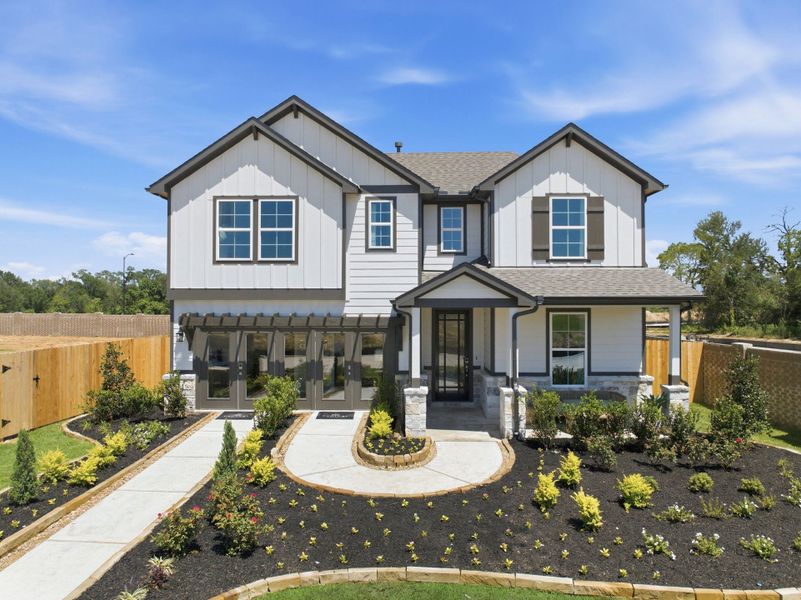 A house with a large front yard. A house with a large front yard.