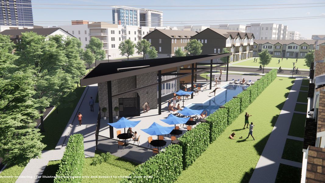 Experience refined luxury at Collin Creek's sleek pavilion, featuring a chic pool and modern landscape. Experience refined luxury at Collin Creek's sleek pavilion, featuring a chic pool and modern landscape.