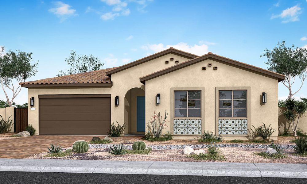 Front exterior of a home in the Bella Vista Farms community, located in San Tan Valley, AZ (Image 12).