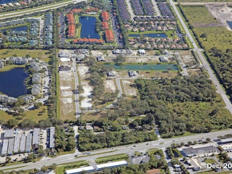 Aerial view of the Lucaya Pointe community in Vero Beach, FL, showing layout and nearby surroundings (Image 17).