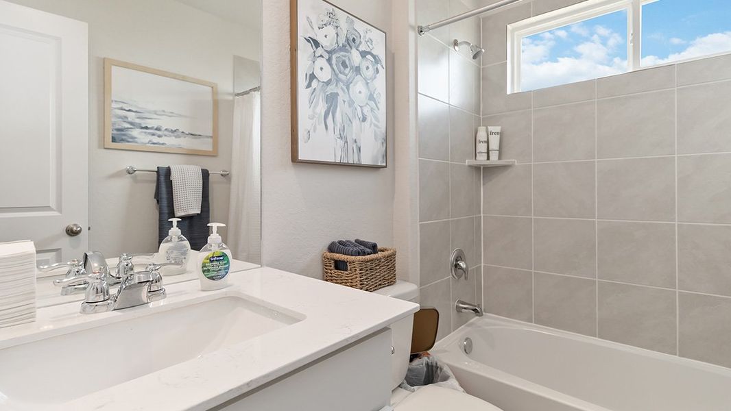 Furnished interior in a model home at High Garden in Comfort (Image 23).