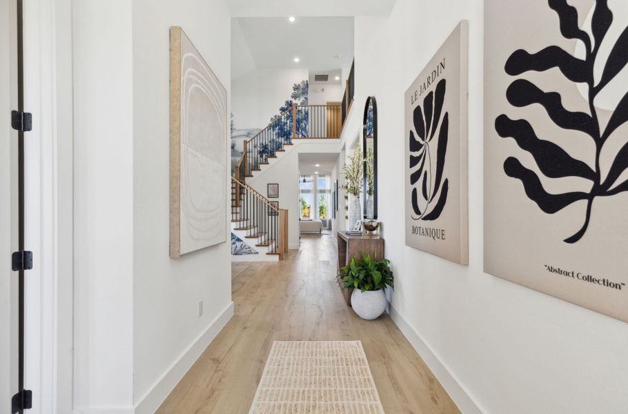 Furnished interior in a model home at Hazelwood 55' Series in Frisco (Image 8).