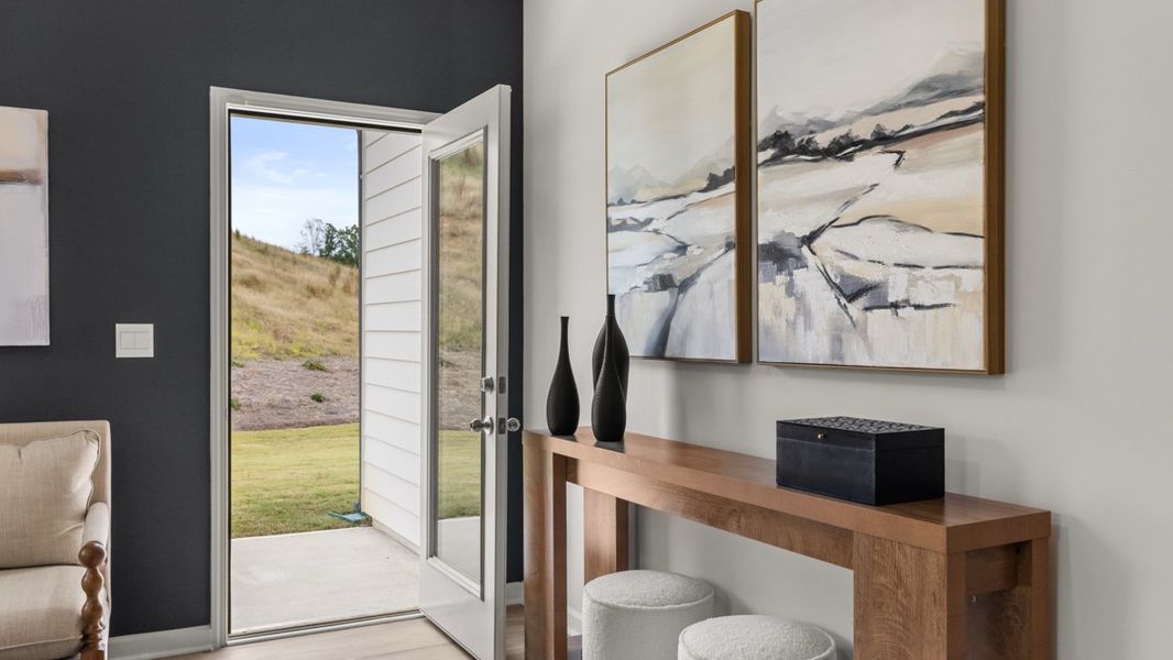 Furnished interior in a model home at Sheffield Highlands in Dallas (Image 26).