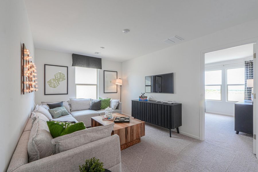 A living room with a tv and couches. A living room with a tv and couches.