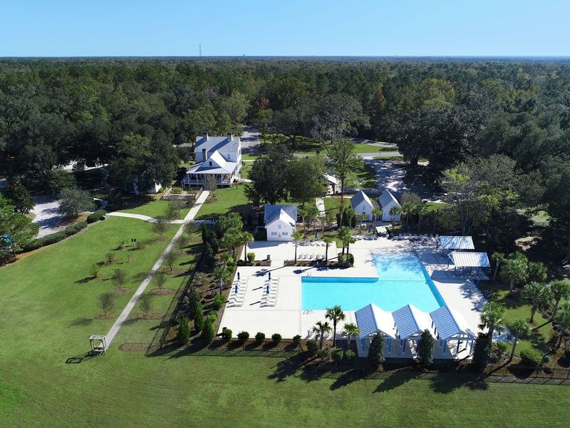 Aerial view of the historic Farmhouse Social Center Aerial view of the historic Farmhouse Social Center