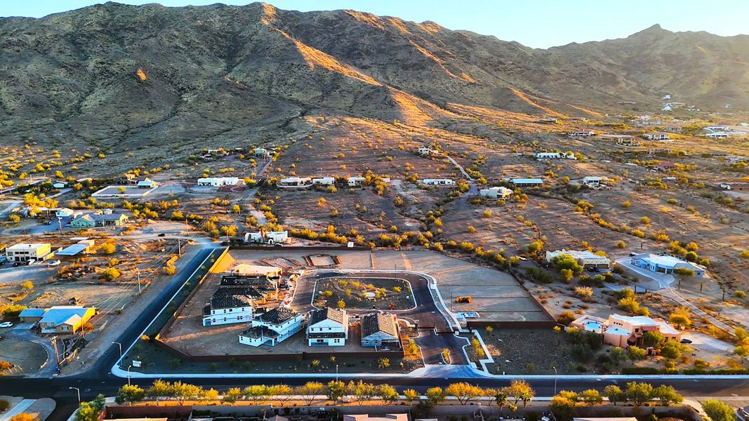 Aerial view of the Prada community in Phoenix, AZ, showing layout and nearby surroundings (Image 1).