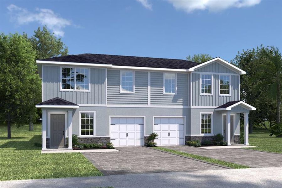 Live low‑maintenance with lawn care provided, a garage and oversized driveways for guests/hobbies.