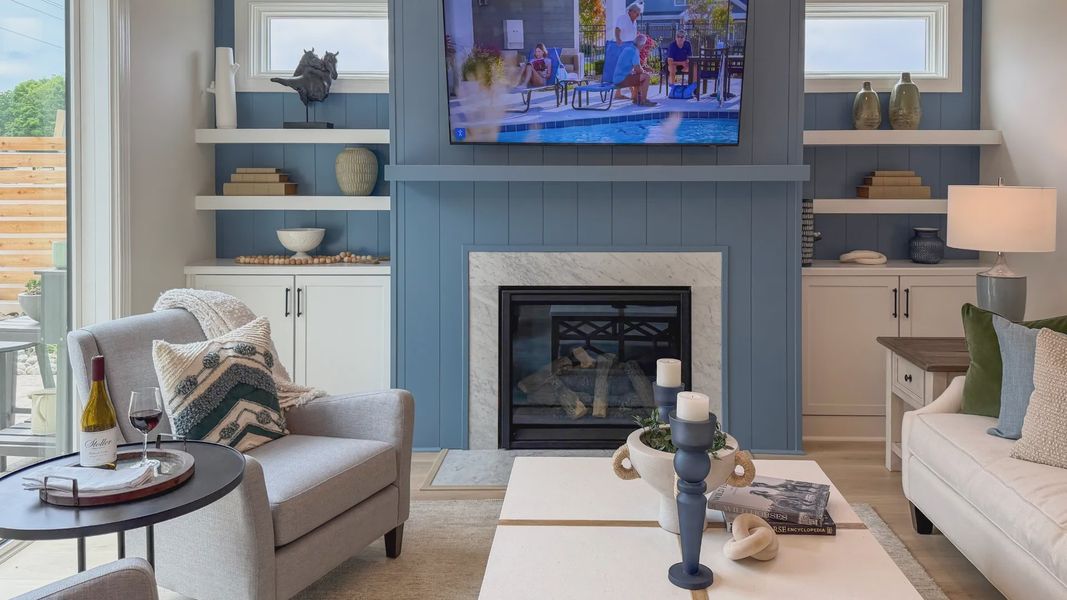 Furnished interior in a model home at The Courtyards at Hodges Farm in Charlotte (Image 38).