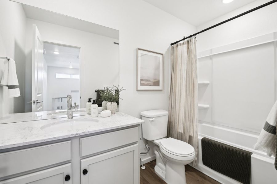 Furnished interior in a model home at Timnath Ranch Townhomes in Timnath (Image 37).