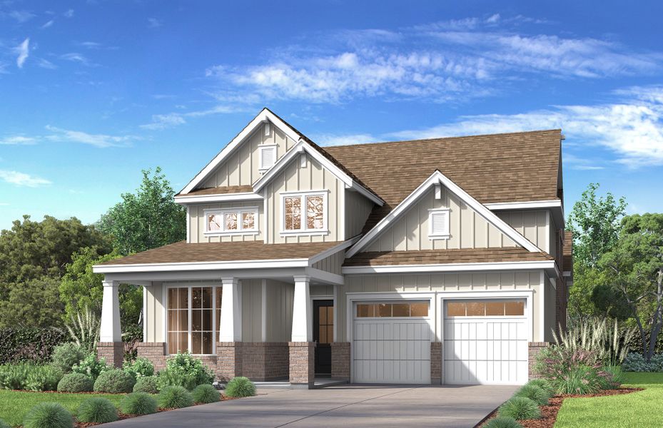 Front exterior of a home in the Grand Oaks at Green Meadows - 50' community, located in Celina, TX (Image 3).