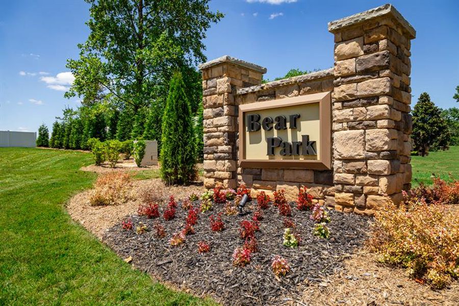 Entrance to the Bear Park community in Hickory, NC, featuring signage and landscaping (Image 1). Entrance to the Bear Park community in Hickory, NC, featuring signage and landscaping (Image 1).