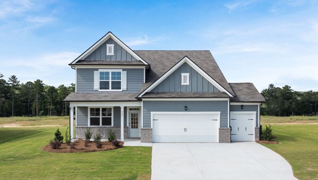 Front exterior of a home in the Fairway 17 at Mirror Lake community, located in Villa Rica, GA (Image 2). Front exterior of a home in the Fairway 17 at Mirror Lake community, located in Villa Rica, GA (Image 2).