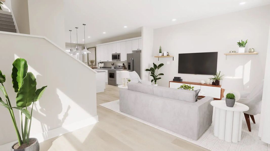 Furnished interior in a model home at Hamlin Meadows Townhomes in Winter Garden (Image 4). Furnished interior in a model home at Hamlin Meadows Townhomes in Winter Garden (Image 4).