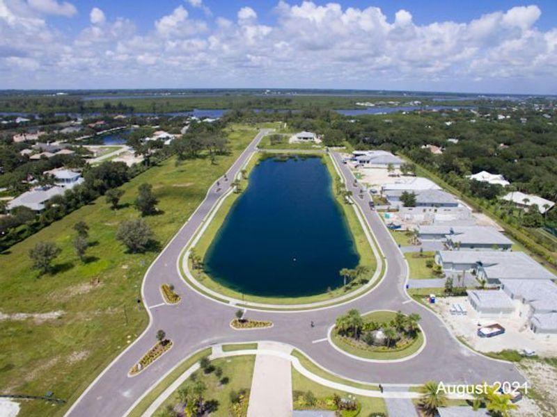Aerial view of the The Strand community in Vero Beach, FL, showing layout and nearby surroundings (Image 48).