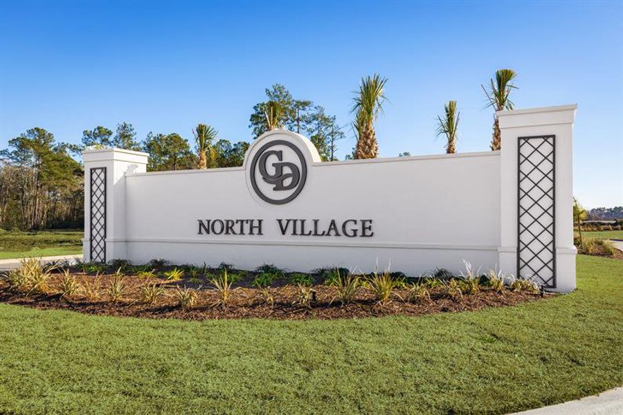 Entrance to the Grande Dunes North Village Villas community in Myrtle Beach, SC, featuring signage and landscaping (Image 1). Entrance to the Grande Dunes North Village Villas community in Myrtle Beach, SC, featuring signage and landscaping (Image 1).