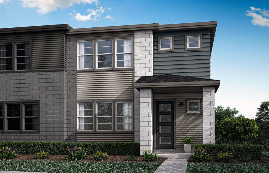 Front exterior of a home in the Candelas Townhomes community, located in Arvada, CO (Image 16).