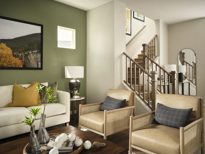 Furnished interior in a model home at Elevate at Wolf Ranch in Colorado Springs (Image 7). Furnished interior in a model home at Elevate at Wolf Ranch in Colorado Springs (Image 7).