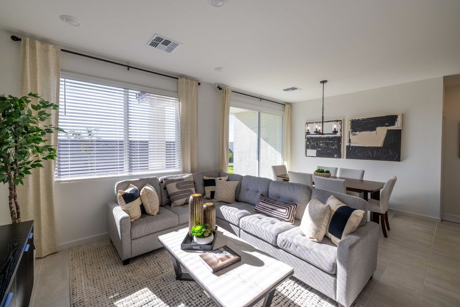 Furnished interior in a model home at Mountain View Estates Reserve Series in Buckeye (Image 3).