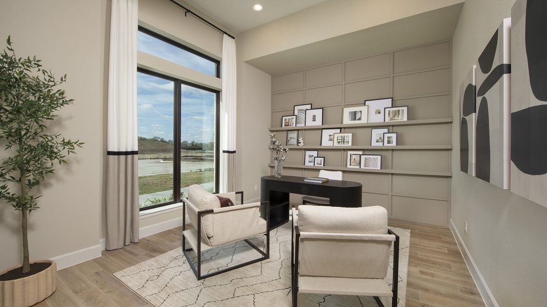 Furnished interior in a model home at Midline 55' in Houston (Image 5).