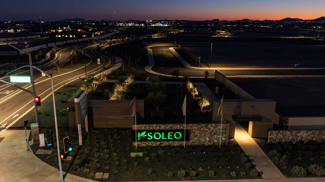 Entrance to the Tavolo at Soleo community in San Tan Valley, AZ, featuring signage and landscaping (Image 9).