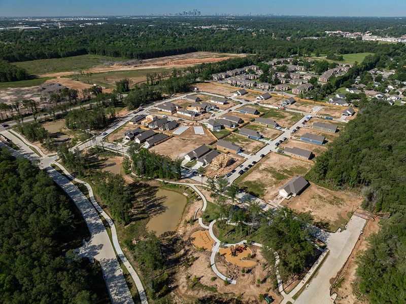 Aerial view of the Robins Landing community in Houston, TX, showing layout and nearby surroundings (Image 13).
