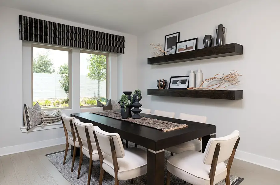 Furnished interior in a model home at The Meadows DFW in Krum (Image 3).