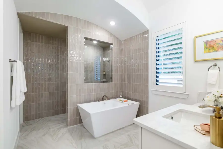 Furnished interior in a model home at The George in Richmond (Image 8).