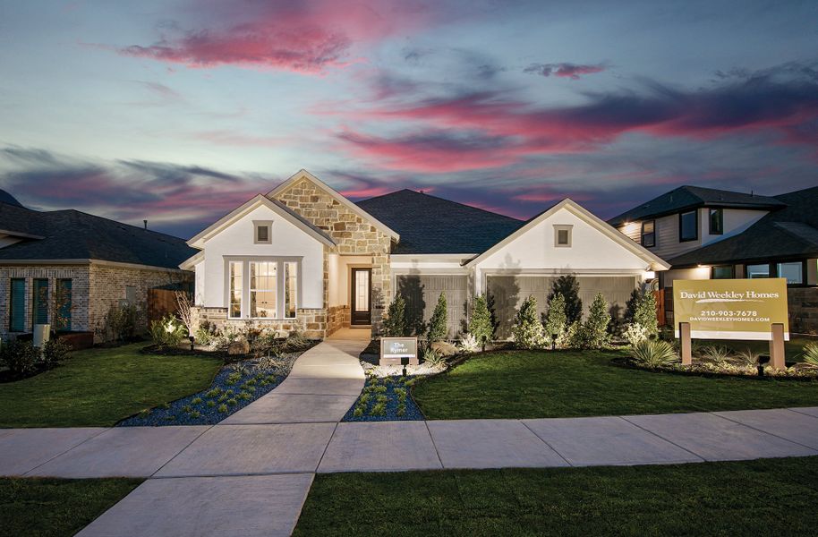 Front exterior of a home in the Meyer Ranch – Legacy Series community, located in New Braunfels, TX (Image 4).