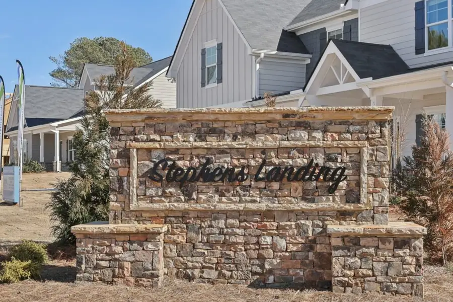 Entrance to the Stephens Landing community in Loganville, GA, featuring signage and landscaping (Image 1). Entrance to the Stephens Landing community in Loganville, GA, featuring signage and landscaping (Image 1).