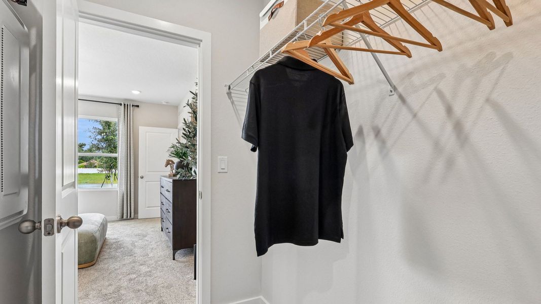 Flagler Model Primary Suite Walk-in Closet by DRB Homes in Liberty Trace in Haines City, FL Flagler Model Primary Suite Walk-in Closet by DRB Homes in Liberty Trace in Haines City, FL