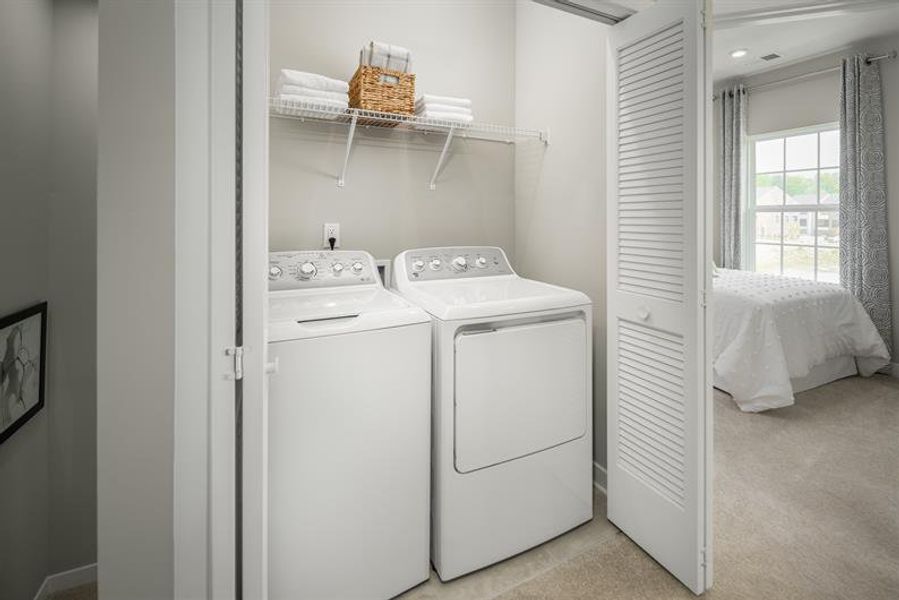 Laundry is only steps away from your bedroom for added ease. Laundry is only steps away from your bedroom for added ease.