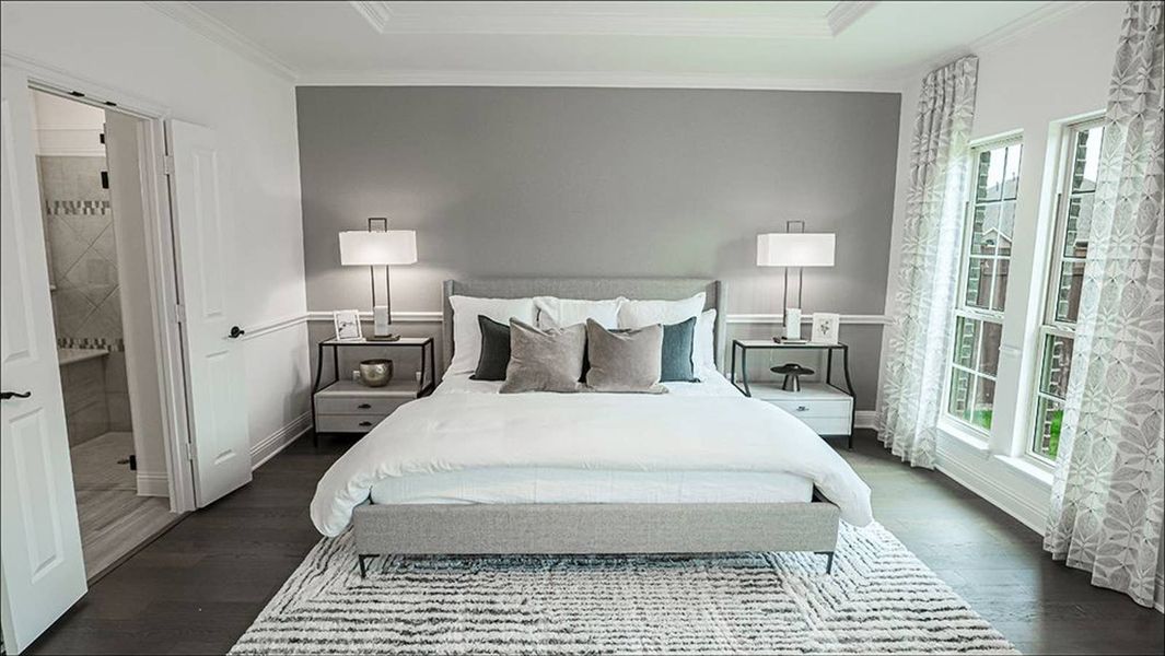 Furnished interior in a model home at Mira Lagos Crossing in Grand Prairie (Image 9).