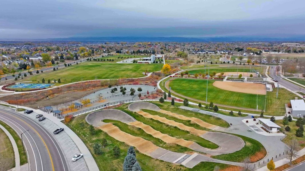 Aerial view of the Hansen Farm community in Fort Collins, CO, showing layout and nearby surroundings (Image 8).