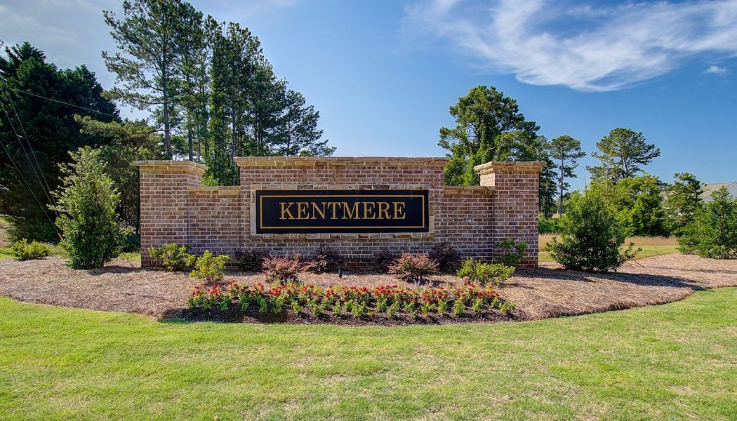 Entrance to the Kentmere community in Auburn, GA, featuring signage and landscaping (Image 1).