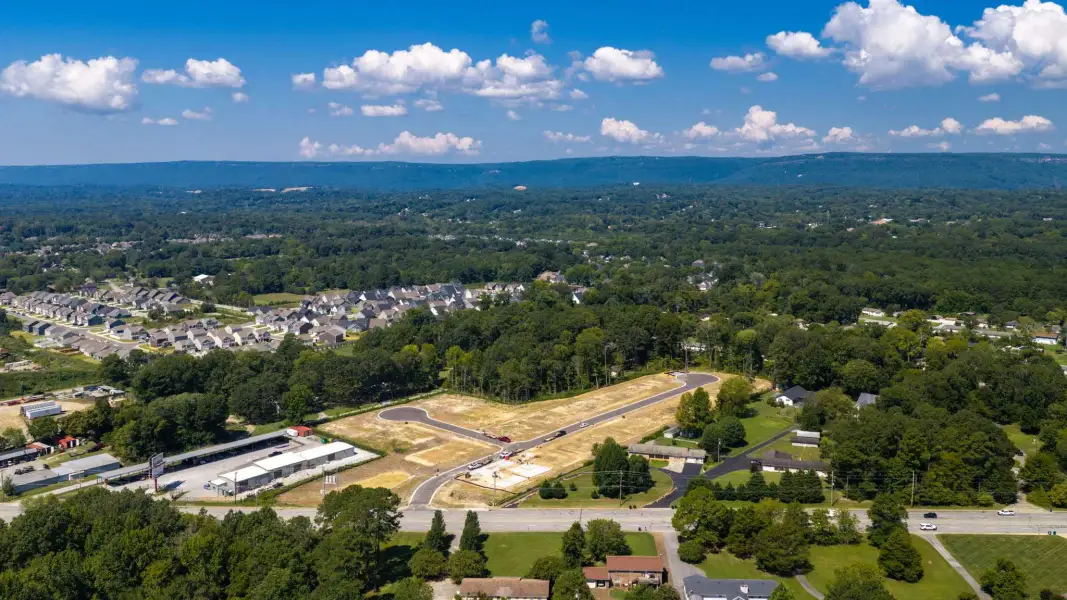 Aerial view of the The Cannon community in Hixson, TN, showing layout and nearby surroundings (Image 1). Aerial view of the The Cannon community in Hixson, TN, showing layout and nearby surroundings (Image 1).