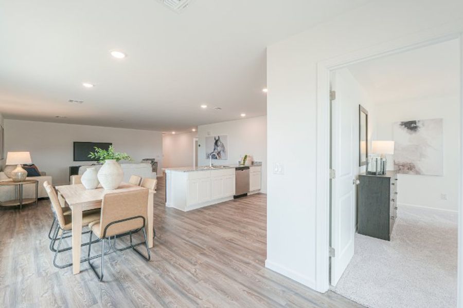 A room with a wood floor and a wood floor.