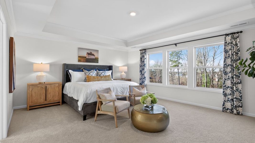 Furnished interior in a model home at The Grove at Winston Pointe in Clayton (Image 24).