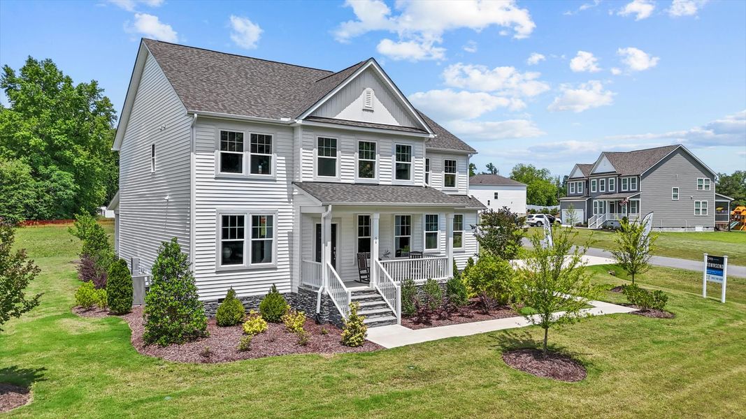 Front exterior of a home in the Blake Pond community, located in Lillington, NC (Image 1).