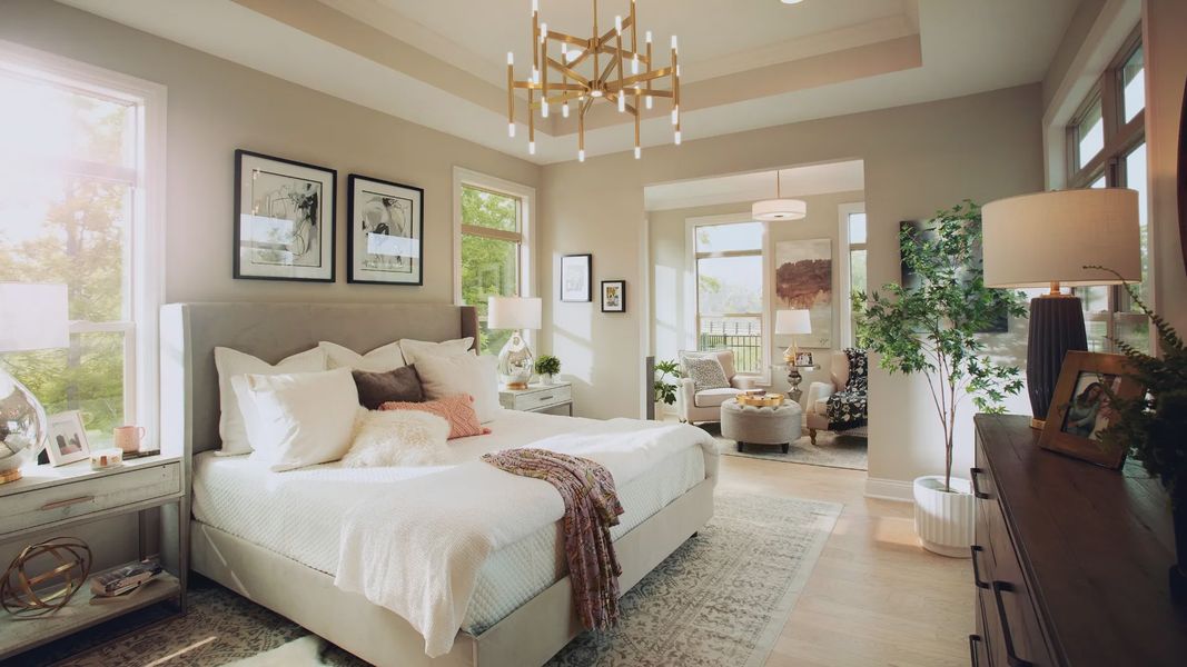 Furnished interior in a model home at The Courtyards at Hodges Farm in Charlotte (Image 15).