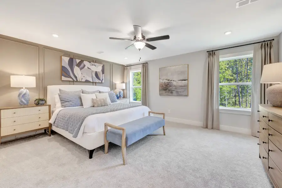 Furnished interior in a model home at Friendship Village Townhomes in Apex (Image 7).