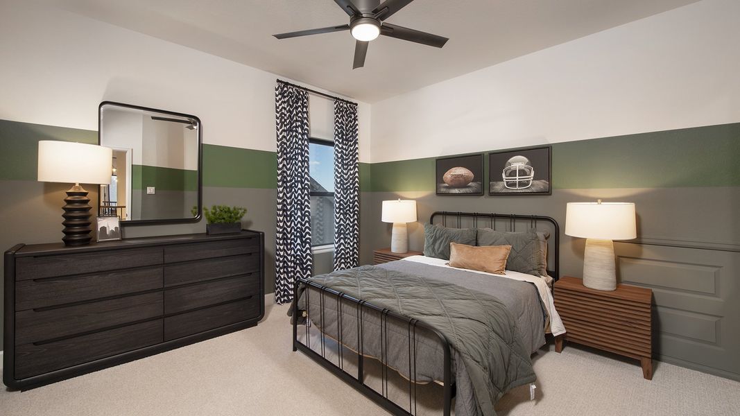 Furnished interior in a model home at Midline 55' in Houston (Image 23).