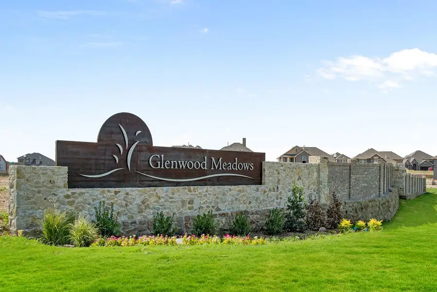 Entrance to the Glenwood Meadows community in Denton, TX, featuring signage and landscaping (Image 1). Entrance to the Glenwood Meadows community in Denton, TX, featuring signage and landscaping (Image 1).
