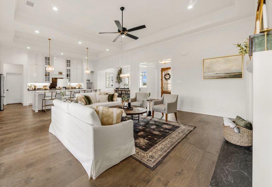 Furnished interior in a model home at Greens Prairie Reserve in College Station (Image 46).