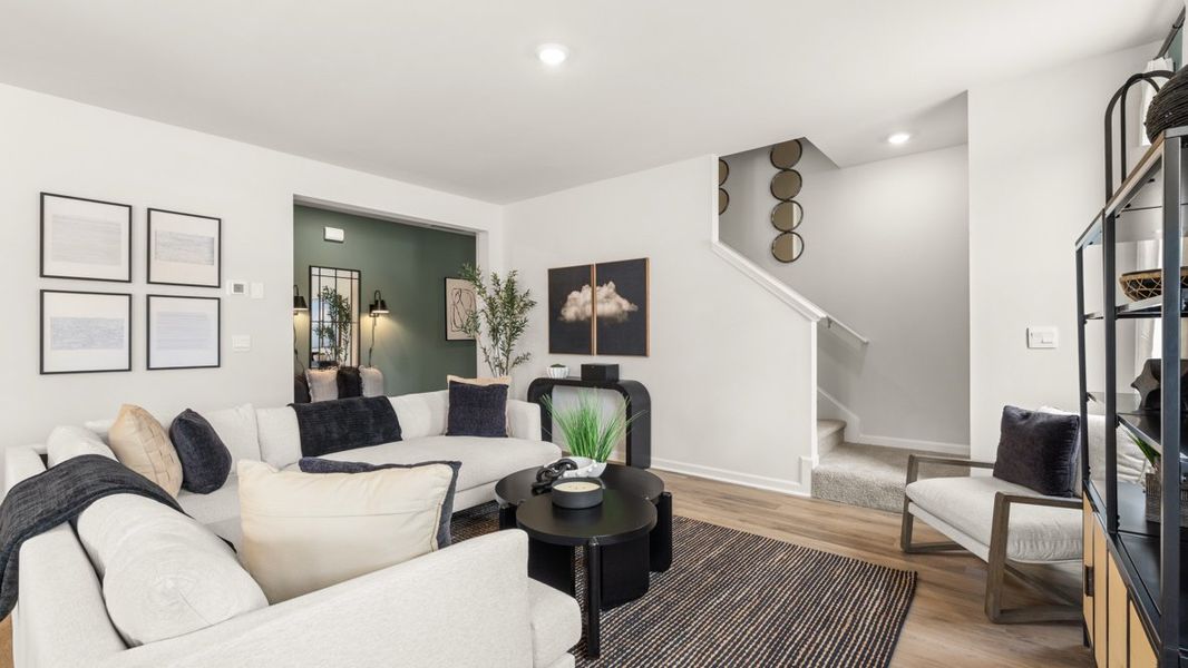 Furnished interior in a model home at Carlton in Douglasville (Image 10).