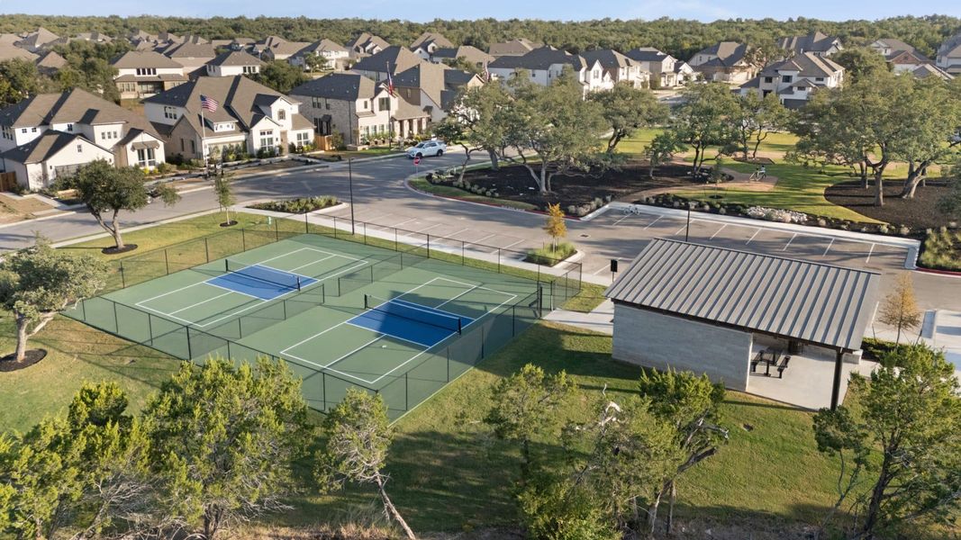 Aerial view of the Parkside on the River community in Georgetown, TX, showing layout and nearby surroundings (Image 1).