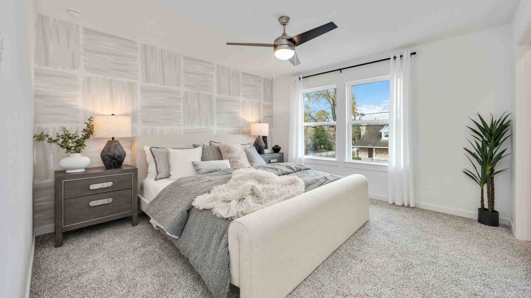 Furnished interior in a model home at Mansfield Park in Houston (Image 6).