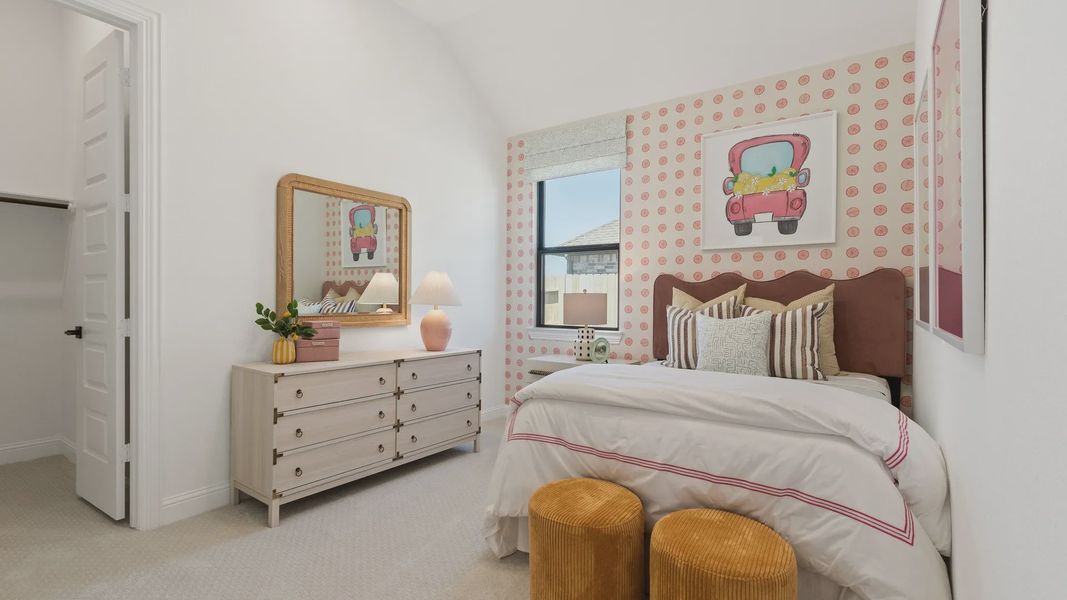 Oakwood Estates bedroom boasts polka dot wallpaper and designer decor that epitomize modern luxury. Oakwood Estates bedroom boasts polka dot wallpaper and designer decor that epitomize modern luxury.